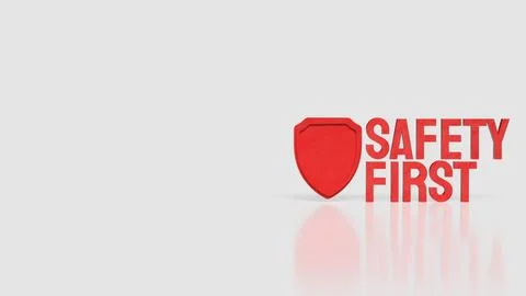 Bold Red Safety First Sign with Protective Shield and Copy Space 3d render. Stock Illustration