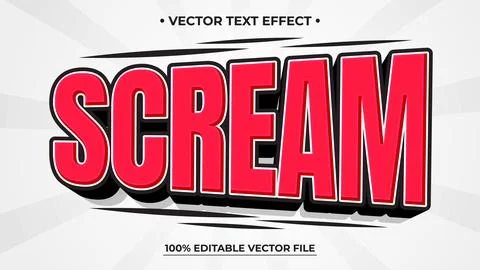 Bold red "SCREAM" text effect with editable vector file on a white background Stock Illustration