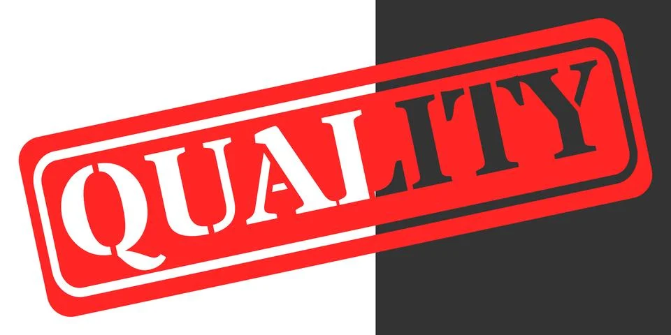 Bold red stamp declaring quality against a split white and dark gray backgrou Stock Illustration