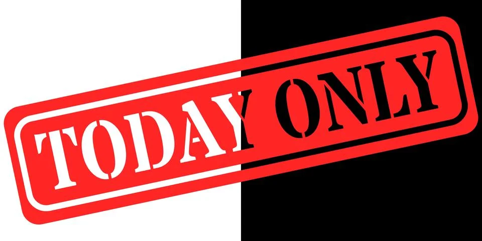 Bold red stamp declaring today only with contrasting backgrounds Stock Illustration