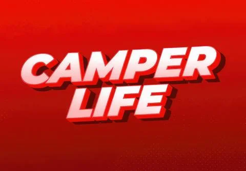 Bold red text camper life on a red background Ilustración de archivo