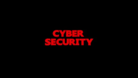 Bold Red Text Cyber Security Flickers and Glows on Black Background Motion Lo Vidéo 330849158