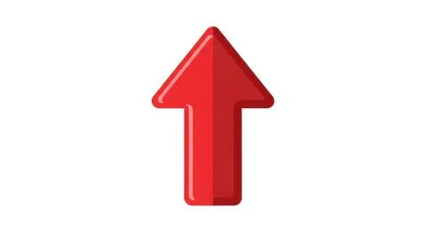 Bold red upward arrow icon symbol directional navigation pointer direction Stock Illustration