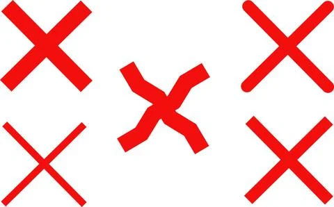 Bold red X mark icons set with rounded and sharp corners vector for UI rejection イラスト素材
