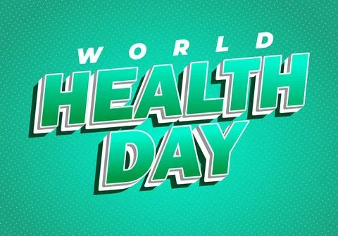 Bold retro 3D green typographic poster reading World Health Day on patterne.. Stock Illustration