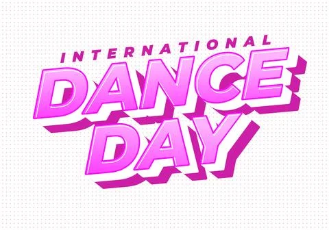 Bold retro 3d pink text reading international dance day on white dotted bac.. 스톡 일러스트