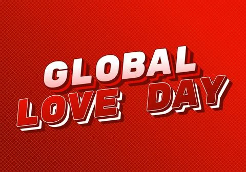Bold retro 3d text global love day on textured red background with diagonal.. イラスト素材