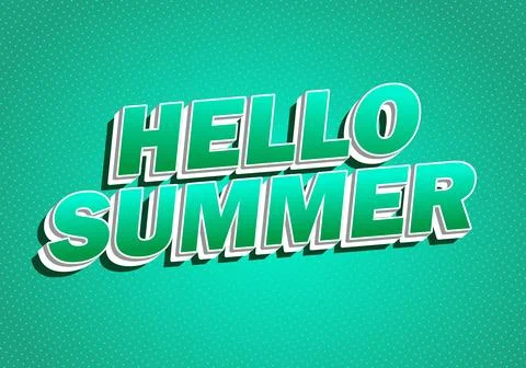 Bold retro 3d text hello summer on teal dotted background, playful summer p.. Stock Illustration
