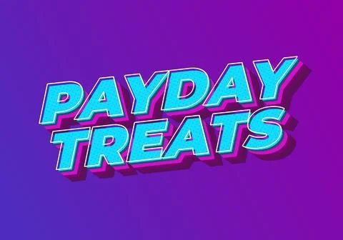 Bold retro 3d text payday treats in bright cyan with dotted texture, pink s.. 스톡 일러스트