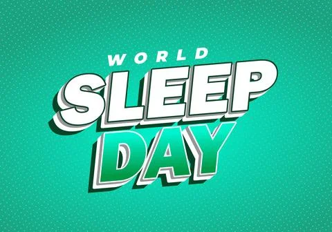 Bold retro 3d text reading world sleep day on teal dotted background, comic.. Illustrazione stock
