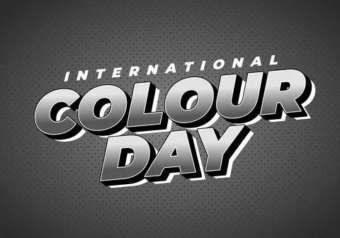 Bold retro 3D text reading international colour day on dotted dark grey bac.. Stock Illustration