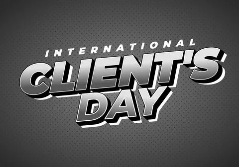 Bold retro 3d text reading international clients day on dotted dark gray ba.. Illustrazione stock