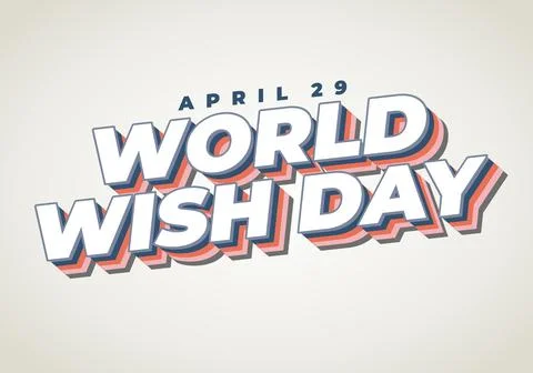 Bold retro 3d text reading world wish day with april 29 above, soft beige b.. Stock Illustration