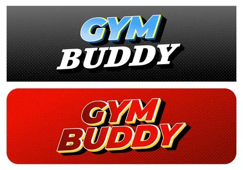 Bold retro 3d text text reading gym buddy shown in two colors variations bl.. Stock-Illustration