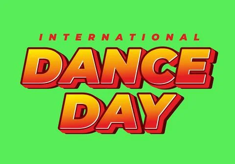 Bold retro 3d typography reading international dance day in orange red grad.. Stock Illustration