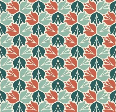 Bold Retro Botanical Seamless Pattern Stock Illustration