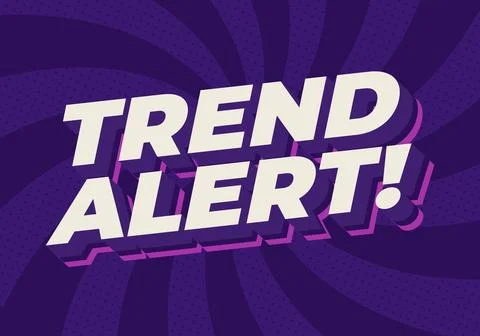 Bold retro comic style 3d text TREND ALERT! in cream and pink against a dar.. Stock Illustration