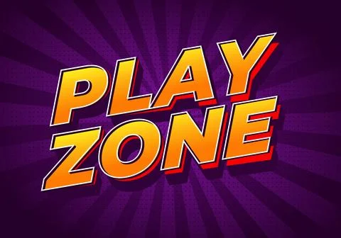Bold retro comic style 3d text play zone in orange and yellow with red shad.. Stock Illustration