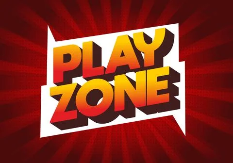 Bold retro comic style 3d text saying PLAY ZONE in yellow orange gradient o.. Illustrazione stock