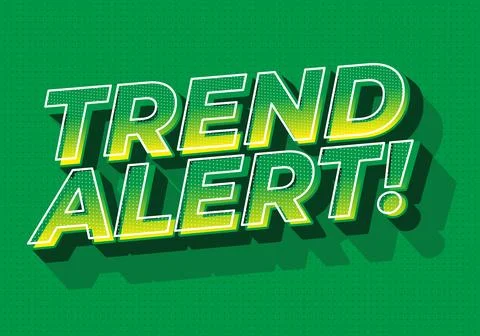 Bold retro comic style green and yellow 3d text reading trend alert! with d.. Stock Illustration