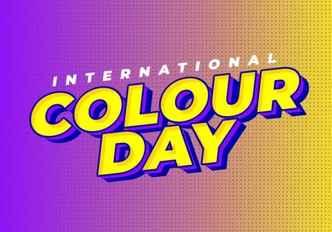 Bold retro comic style poster with large yellow 3d text colour day and smal.. Stock Illustration