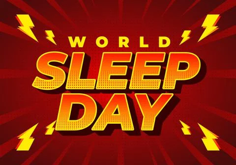 Bold retro comic style poster with yellow and orange 3d text world sleep da.. Stock Illustration