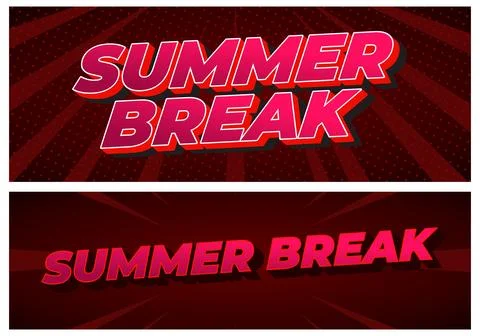 Bold retro comic style summer break text in pink and red on dark dotted and.. Stock Illustration