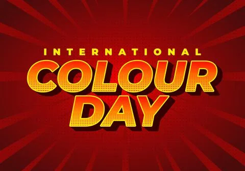 Bold retro comic style text reading international colour day in yellow and .. Stock Illustration