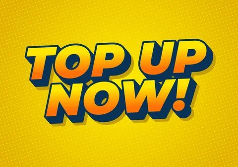 Bold retro comic style text reading top up now! in orange and navy on a dot.. Stock Illustration