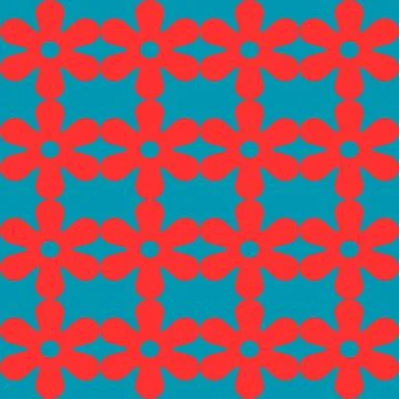 Bold Retro Floral Seamless Pattern: Atomic Orange and Teal Mid Stock Illustration
