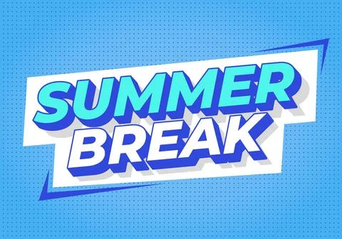 Bold retro pop art text summer break in turquoise and white with blue drop .. Stock Illustration