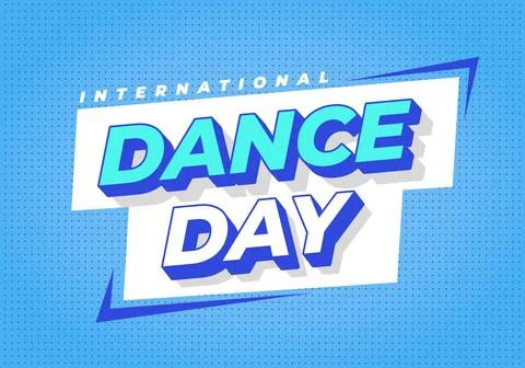 Bold retro poster with large 3D text reading dance day and small internatio.. Stock Illustration
