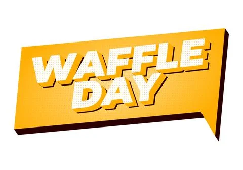 Bold retro speech bubble with text waffle day in white dotted 3d lettering .. Illustrazione stock