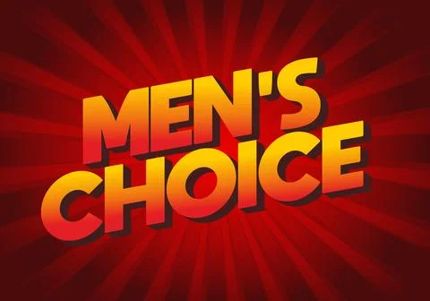 Bold retro style 3d text mens choice in orange yellow gradient on red radia.. 스톡 일러스트