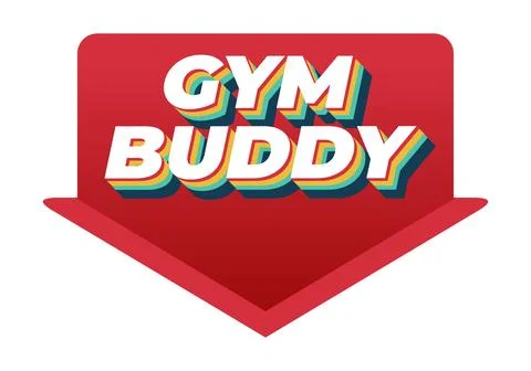 Bold retro style gym buddy typography on a red arrow shaped badge, layered .. Stock Illustration