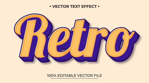Bold, Retro-Style Text Effect with Orange and Purple Color Scheme on Beige .. Stock Illustration