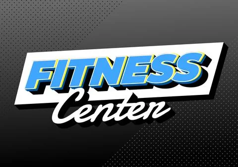 Bold retro style text reading Fitness Center on gradient background. Stock Illustration