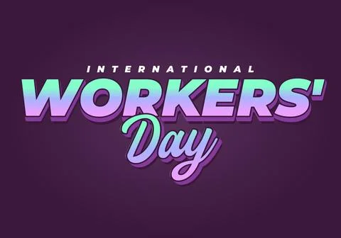 Bold retro style text reading international workers day with gradient turqu.. 스톡 일러스트
