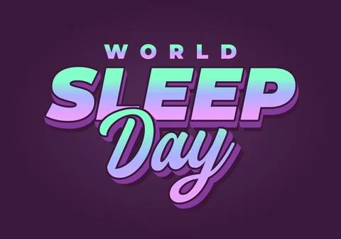 Bold retro styled 3d text reading World Sleep Day in mint to lavender gradi.. 스톡 일러스트