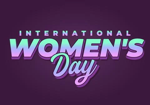 Bold retro text reading international womens day in gradient teal to purple.. 스톡 일러스트