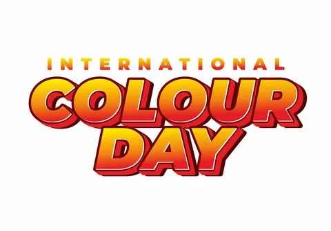 Bold retro text reading international colour day in orange red gradient on .. Stock Illustration