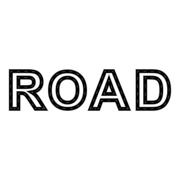 Bold ROAD typography with dashed lane markings, highway lettering design イラスト素材
