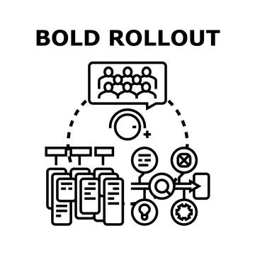 Bold rollout strategy development process implementation Stock Illustration