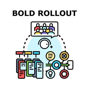 Bold rollout strategy development process implementation Stock Illustration