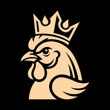 Bold Rooster Mascot Logo Design with Crown Symbol Stock-Illustration