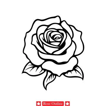 Bold Rose Outline Vector  Striking Flower Silhouette for Statement Jewelry,.. Stock-Illustration