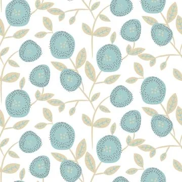 Bold round flower seamless pattern design. Stock Illustration