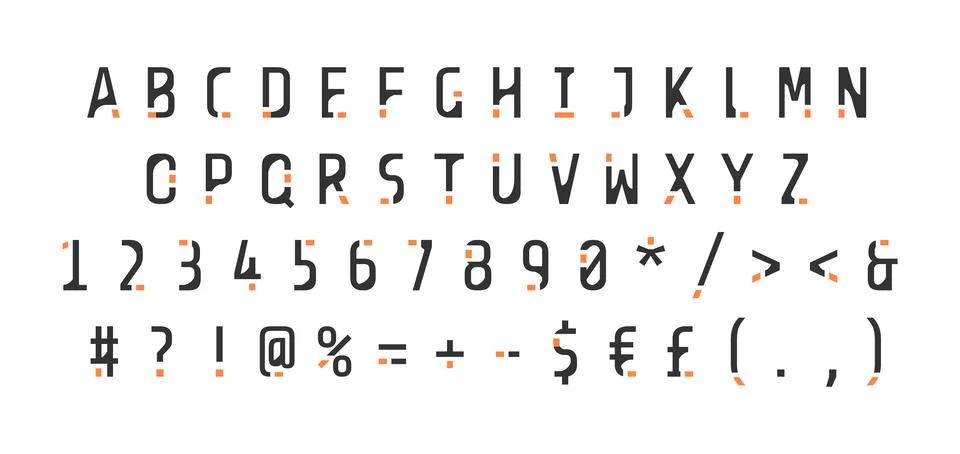 Bold rounded alphabet set with decor Illustrazione stock
