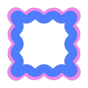 Bold Rounded Wave Square Frame Vector Illustration Decorative Scalloped Bor.. Stock Illustration