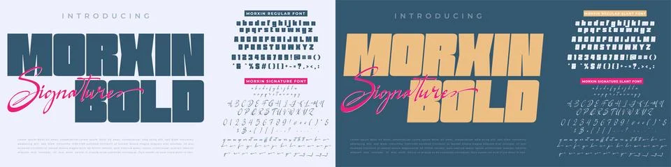 Bold Sans Serif and Cursive Signature Script Font Duo Stock Illustration